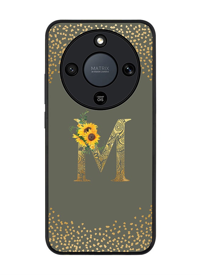 For Honor X9d / Magic8 Lite / X70 Case,Slim fit Camera Protection, Shockproof Thin Phone cover  - Custom Floral Monogram - M  (Olive Green )